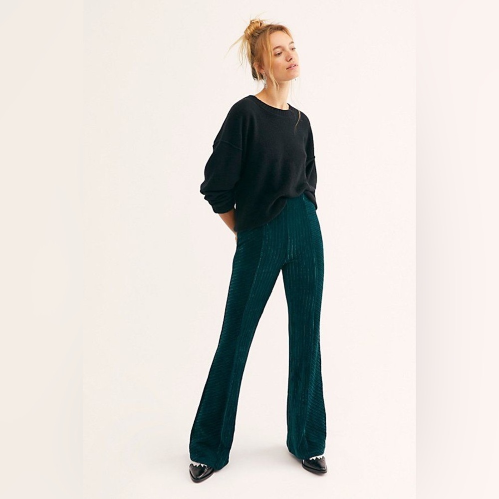 Free People Slim Pull-On Velvet Flare Pants